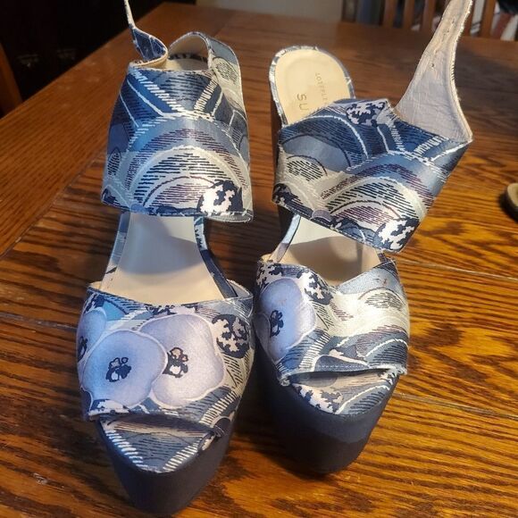 LOEFFLER RANDALL Suno Estrella Ankle-Strap wedge sandals sz 10 - Picture 5 of 7